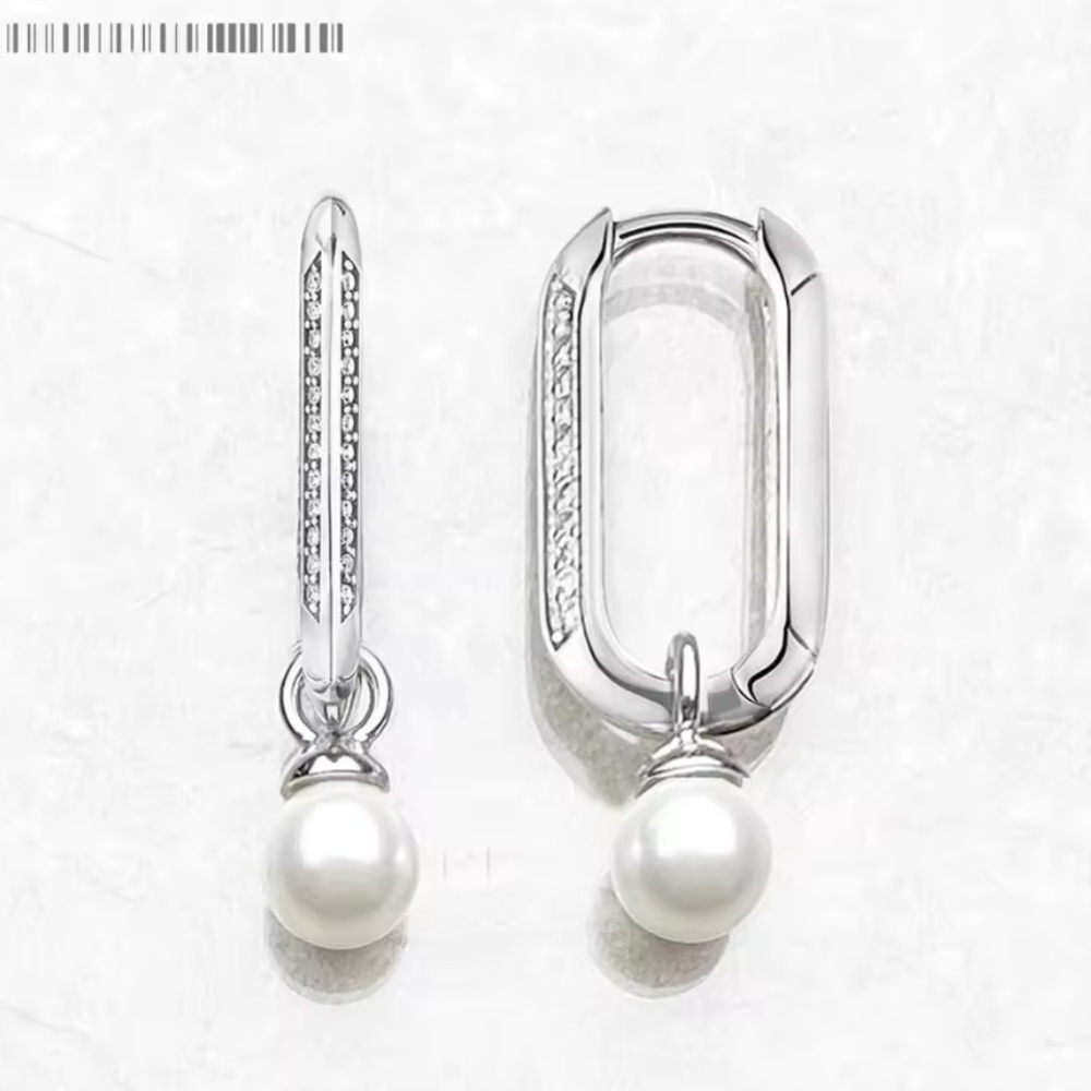 Elegant Silver and Pearl Drop Earrings - Picture 1 of 7